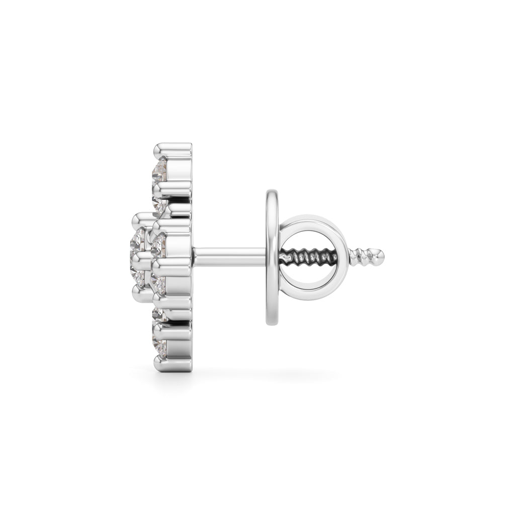 1Ct Round Shape Fancy Studs Earrings