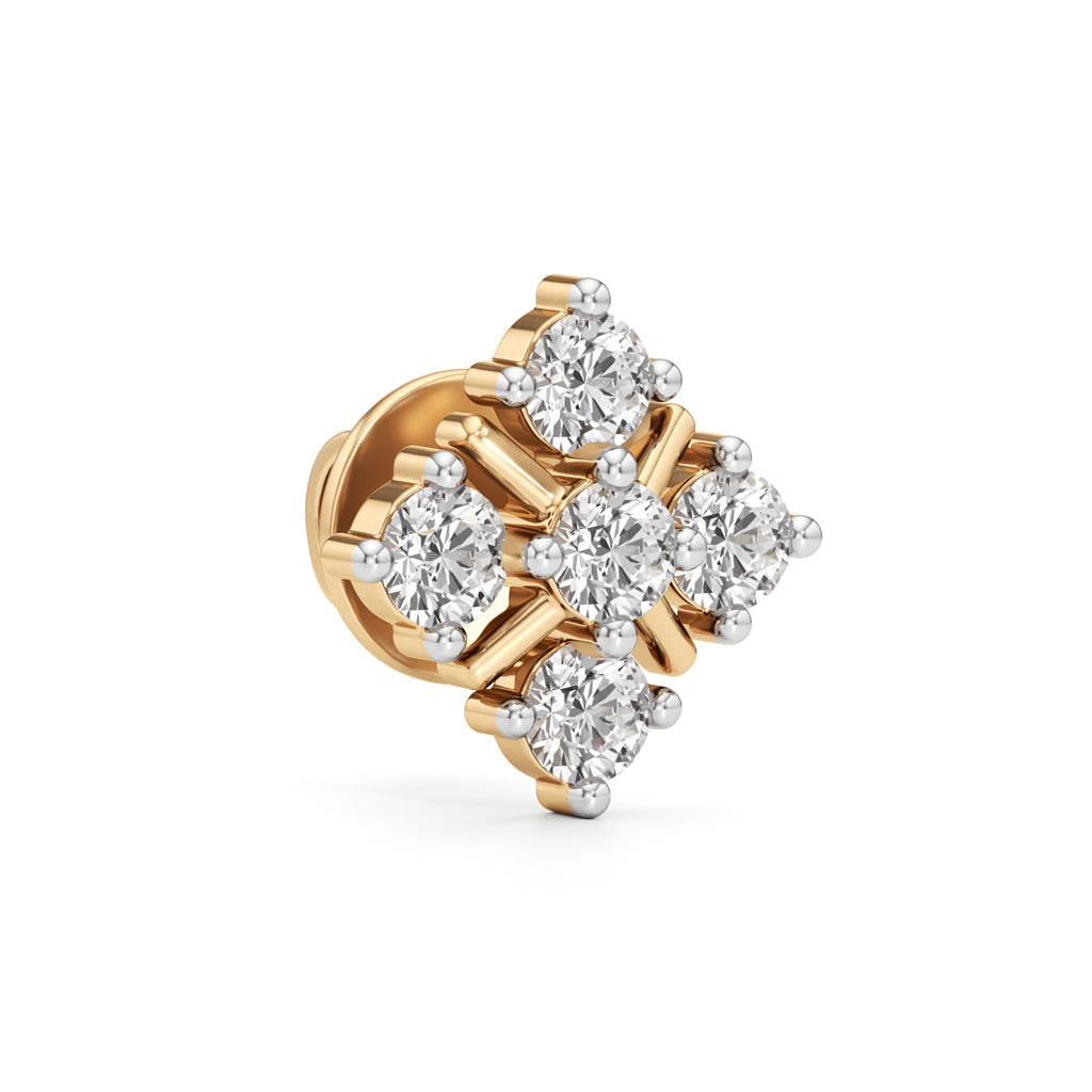 1Ct Round Shape Fancy Studs Earrings
