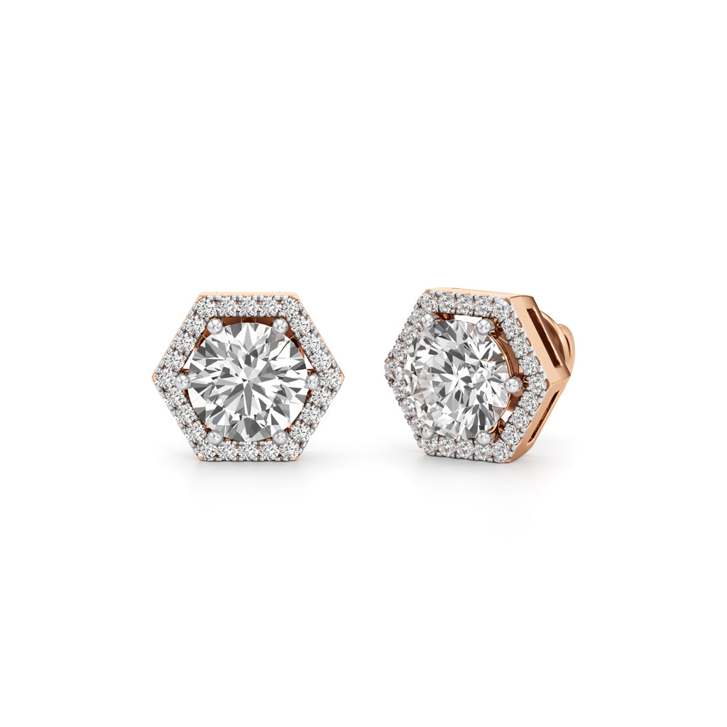 2.25Ct Round Shape Halo Studs Earrings
