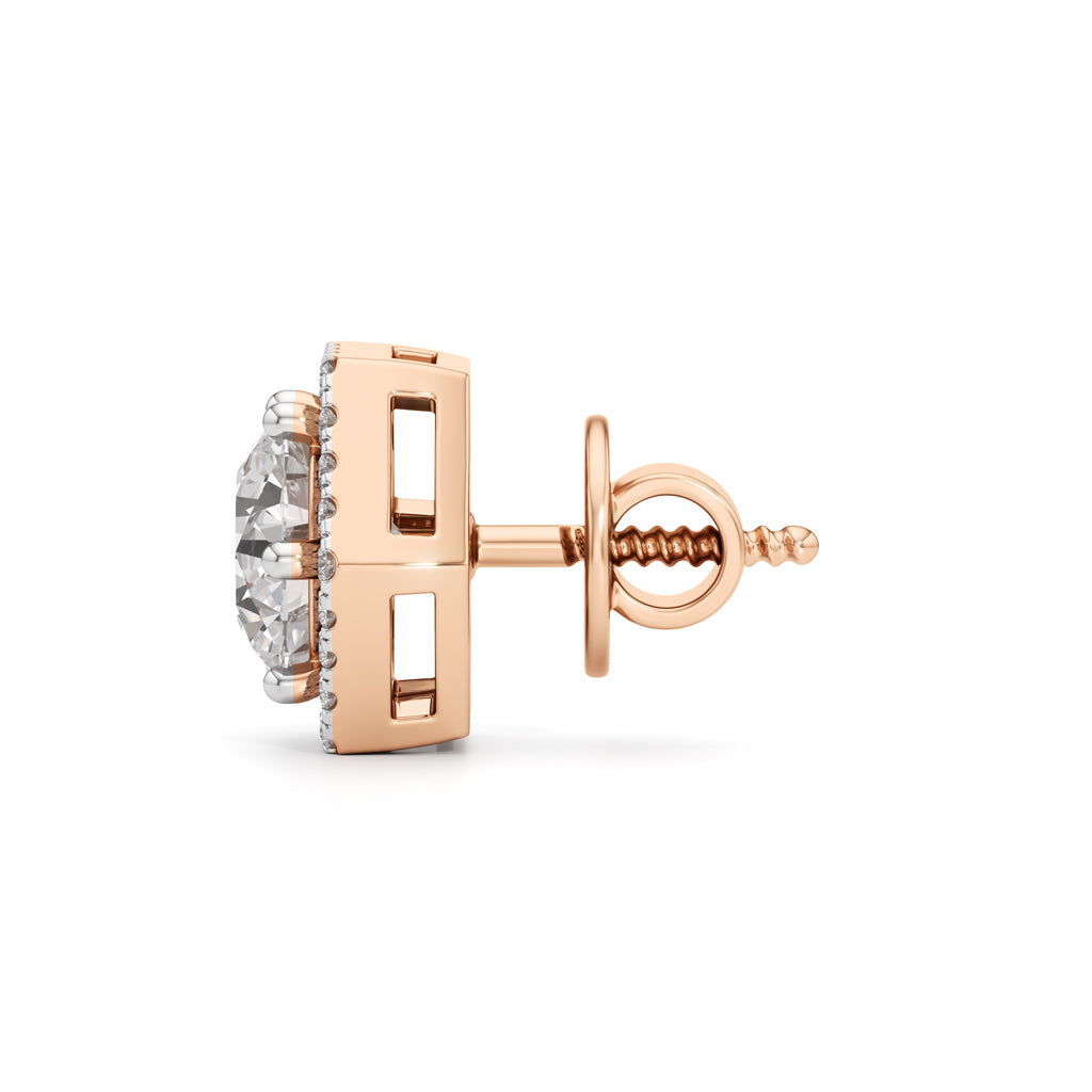 2.25Ct Round Shape Halo Studs Earrings