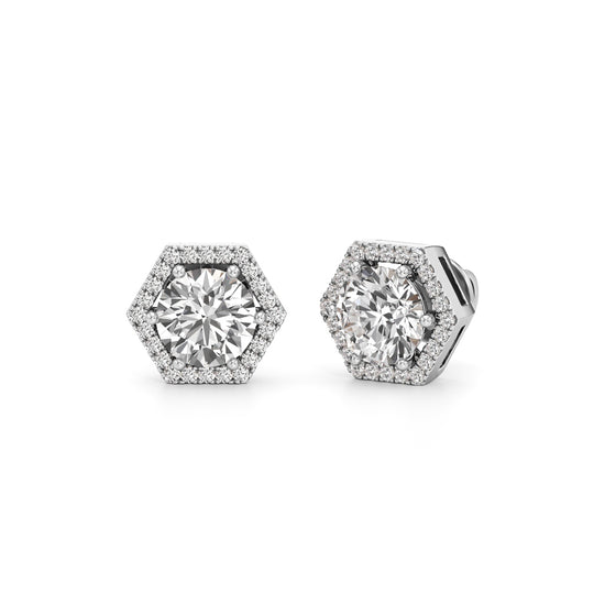 2.25Ct Round Shape Halo Studs Earrings
