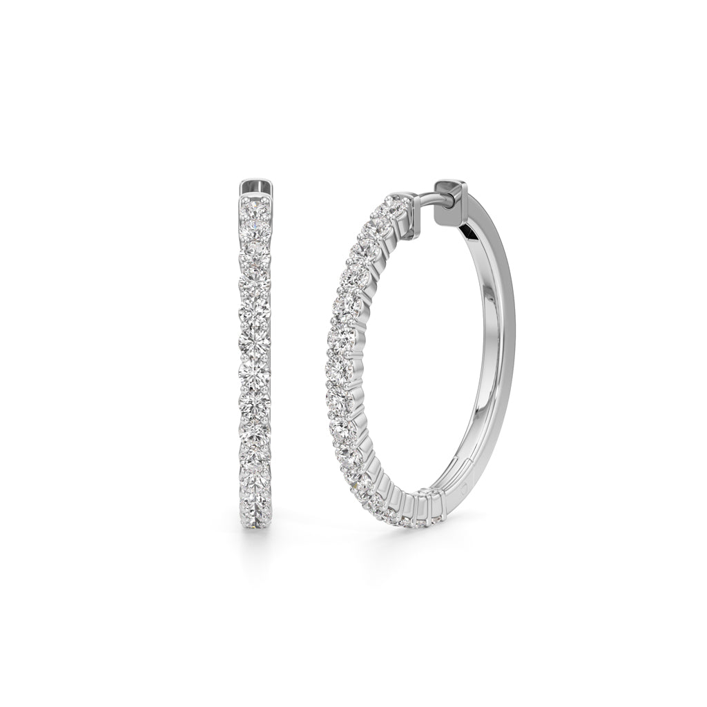 1.25Ct Round Shape Hoops Earrings