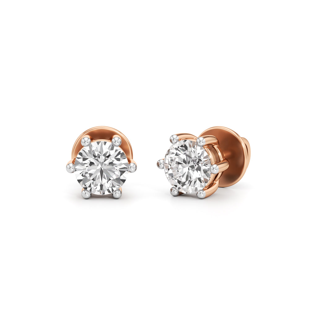 1Ct Round Shape Solitaire Studs Earrings