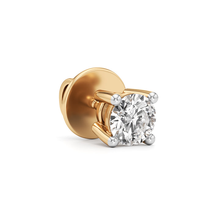 Elegant  Solitaire 925 Silver  18K Gold Plated Stud Earrings