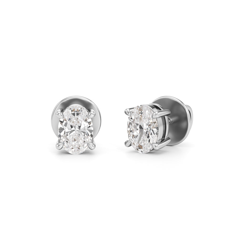 0.5Ct Oval Shape Solitaire Studs Earrings