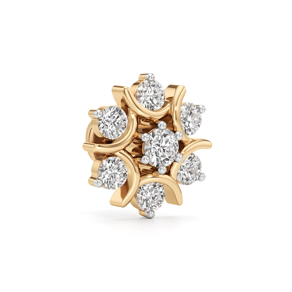 1Ct Round Shape Fancy Studs Earrings