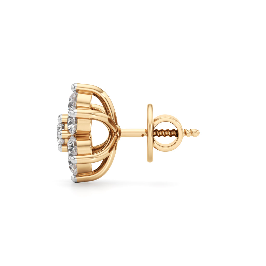 1.25Ct Round Shape Fancy Studs Earrings