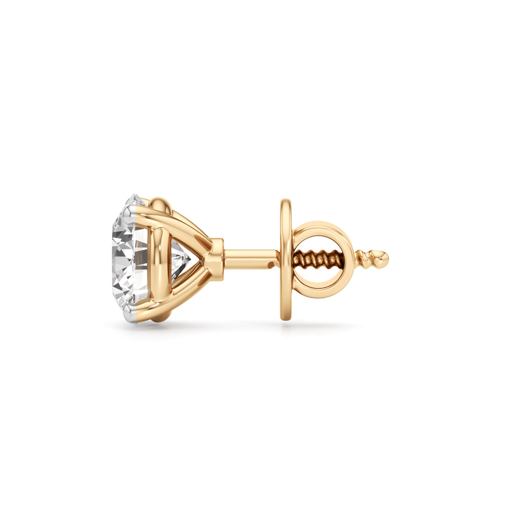 Elite Solitaire 925 Silver  18K Gold Plated Stud Earrings