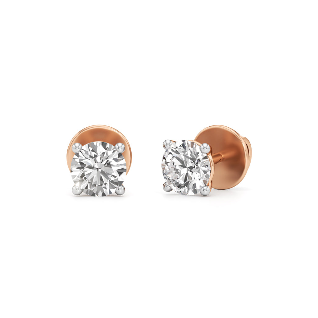 1Ct Round Shape Solitaire Studs Earrings