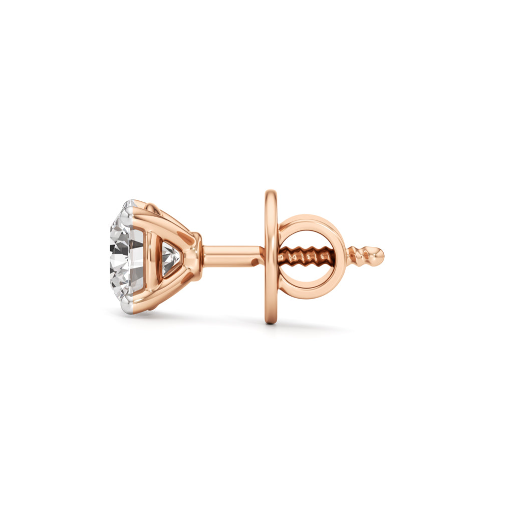 1Ct Round Shape Solitaire Studs Earrings