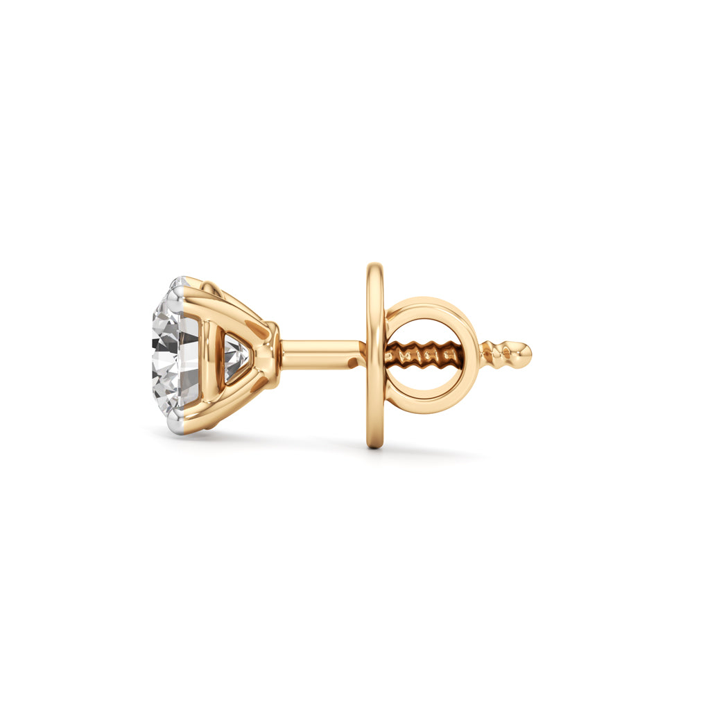 1Ct Round Shape Solitaire Studs Earrings