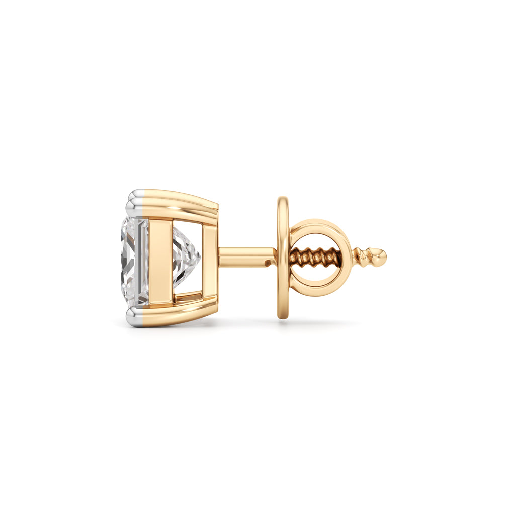 1.5Ct Princess Shape Solitaire Studs Earrings