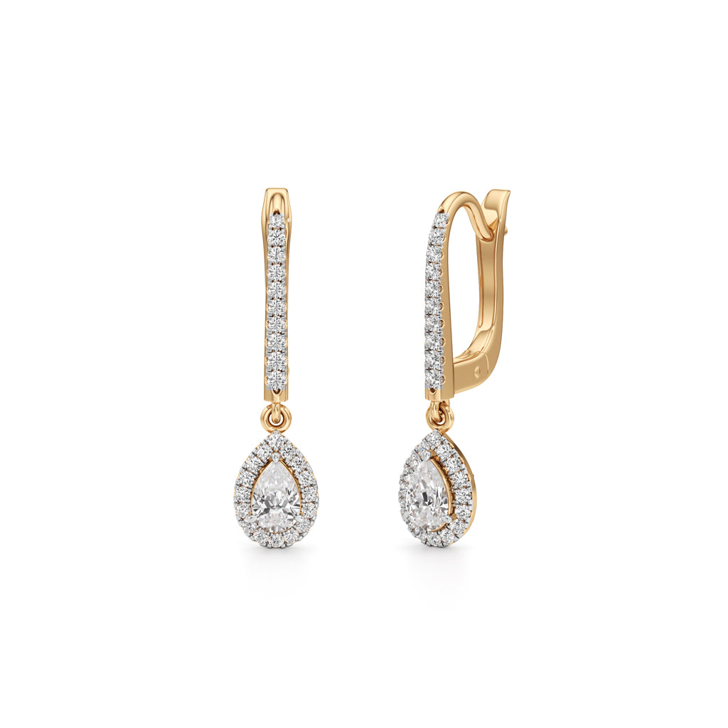 0.75Ct Pear Shape Hoops Earrings