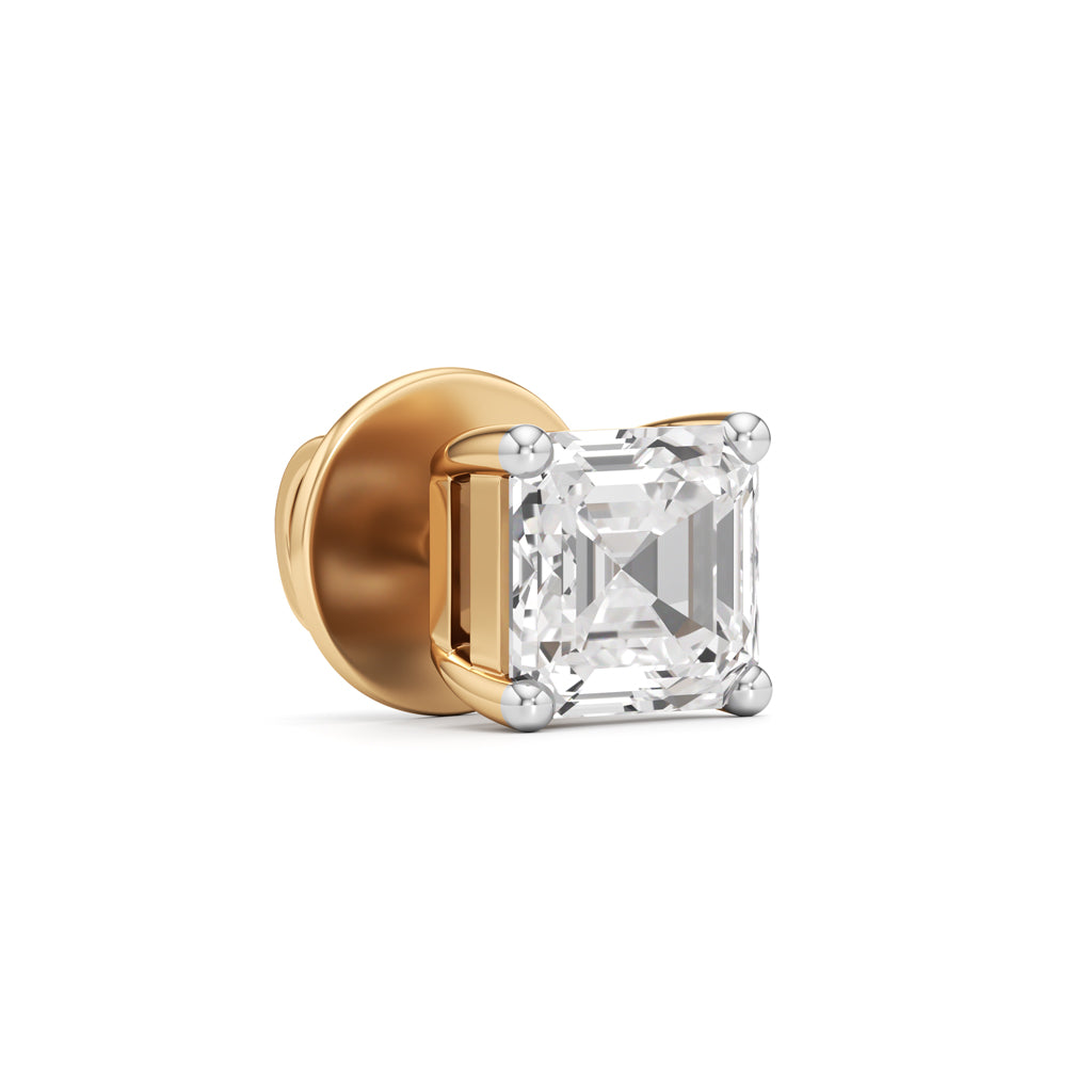 1Ct Asscher Shape Solitaire Studs Earrings