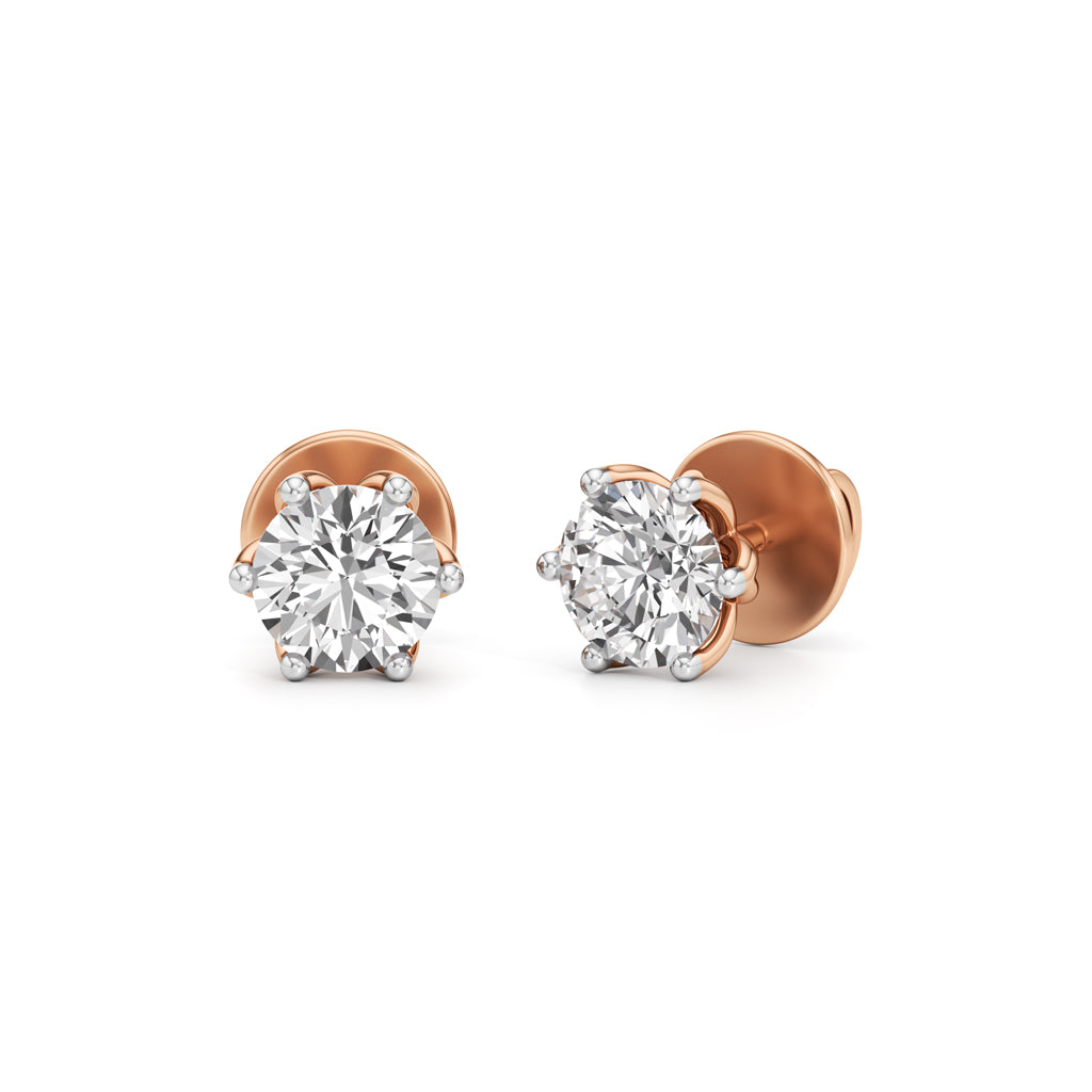1Ct Round Shape Solitaire Studs Earrings