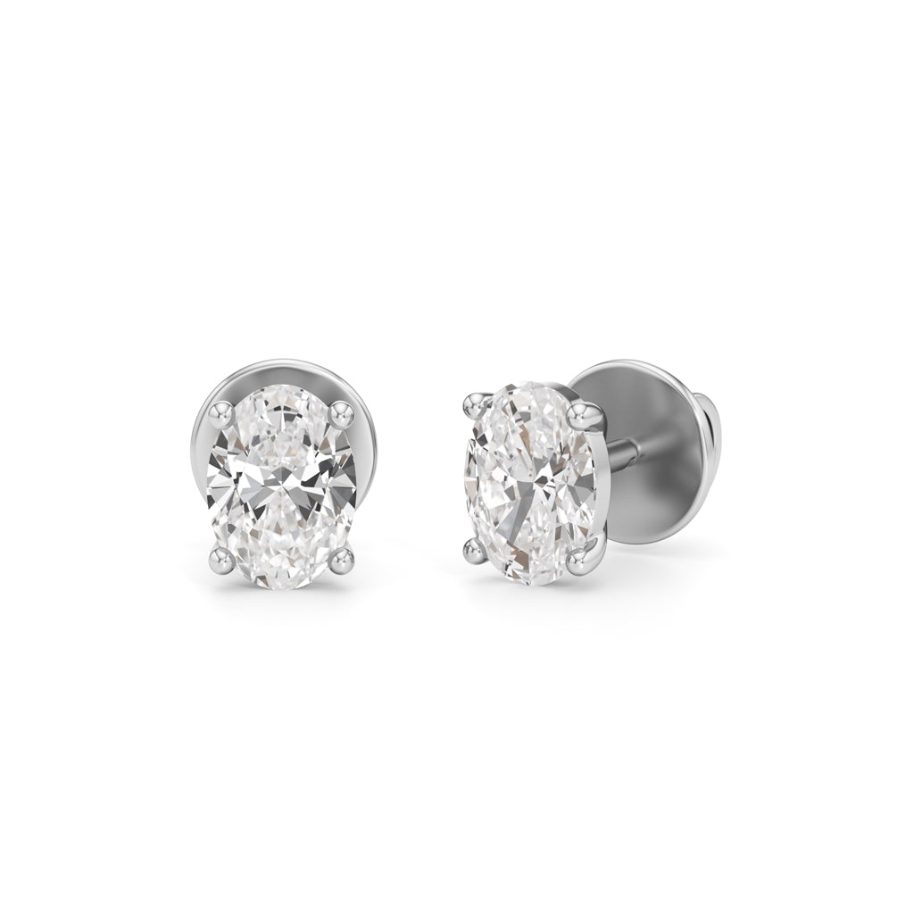 1Ct Oval Shape Solitaire Studs Earrings