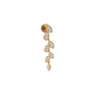 Golden Leaf Cascade Diamond Dangle Earrings