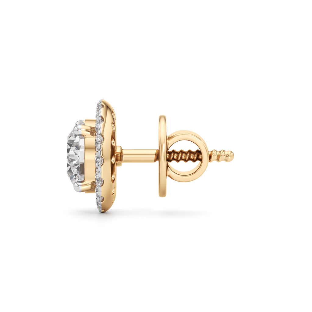 1.25Ct Round Shape Halo Studs Earrings