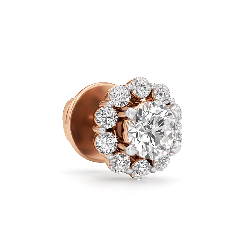0.75Ct Round Shape Halo Studs Earrings