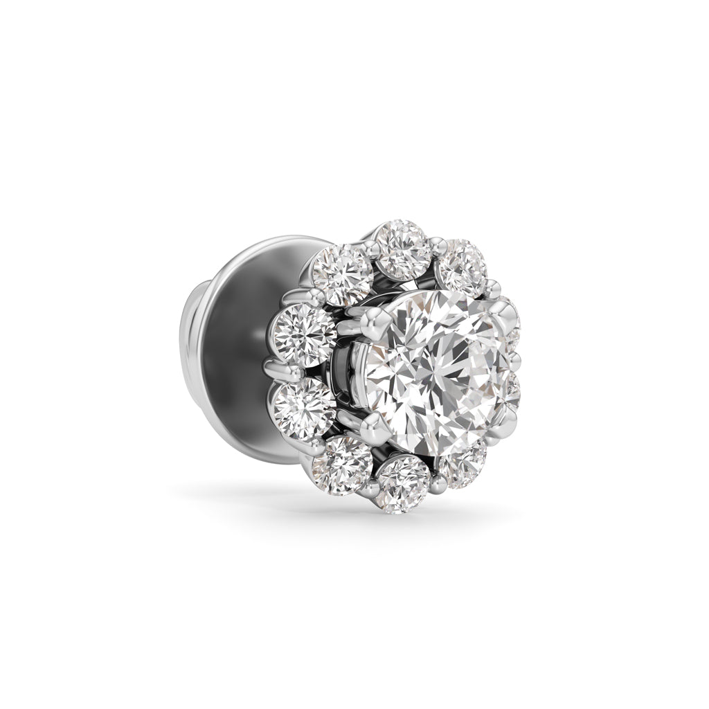 0.75Ct Round Shape Halo Studs Earrings