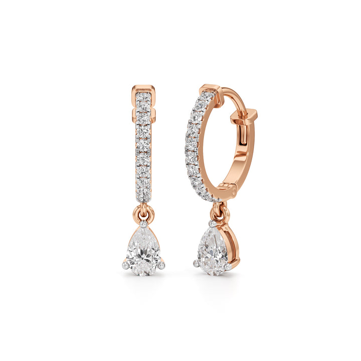 1Ct Pear Shape,,Hoops Earrings
