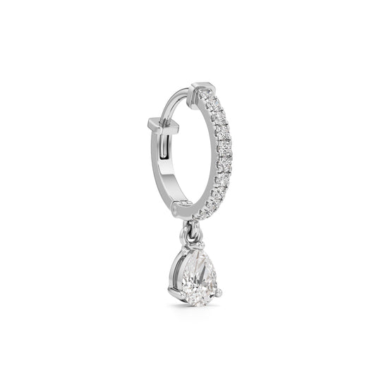 1Ct Pear Shape,,Hoops Earrings