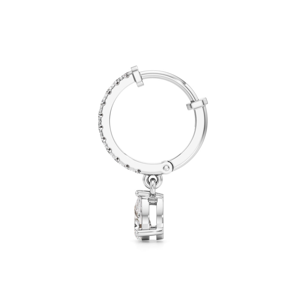 1Ct Pear Shape,,Hoops Earrings