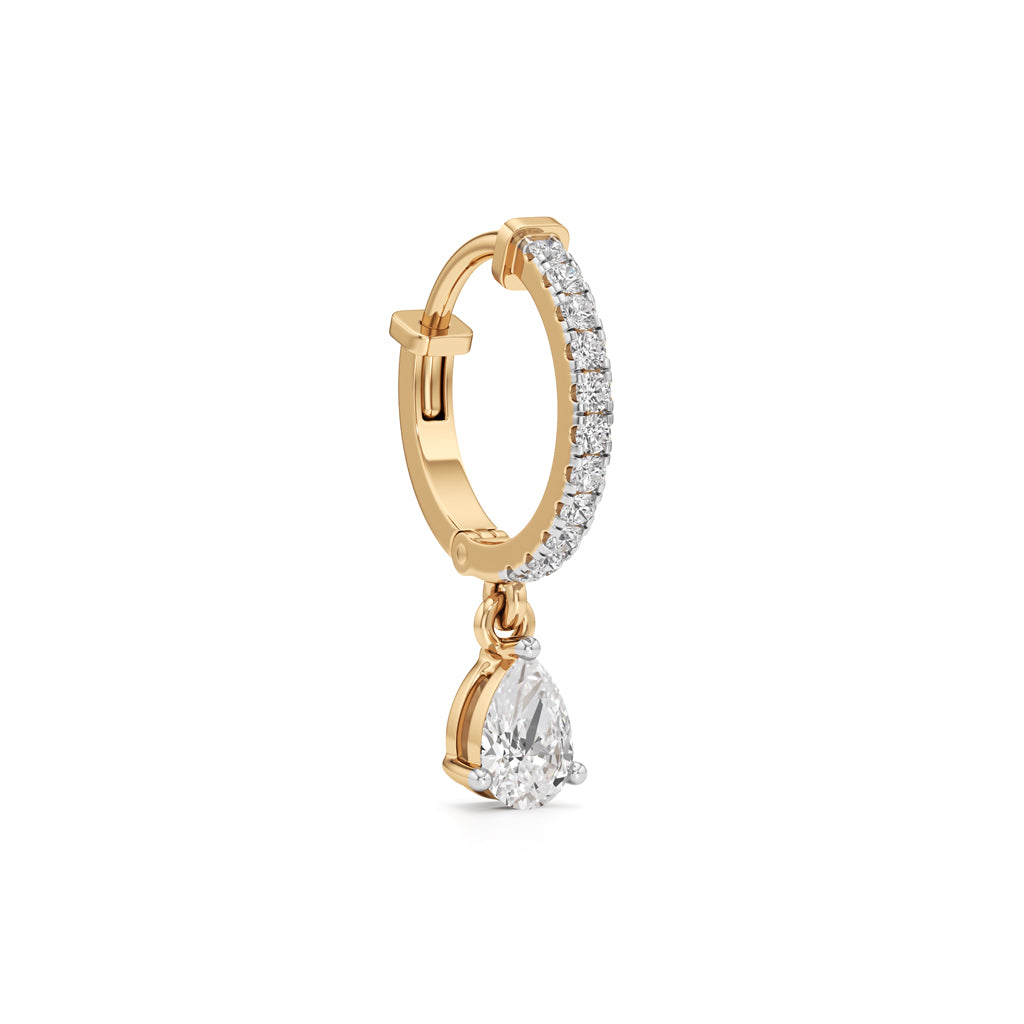1Ct Pear Shape,,Hoops Earrings