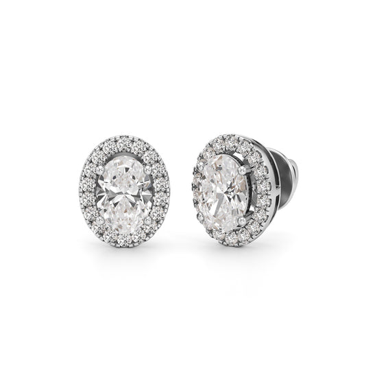 1.75Ct Round Shape Halo Studs Earrings