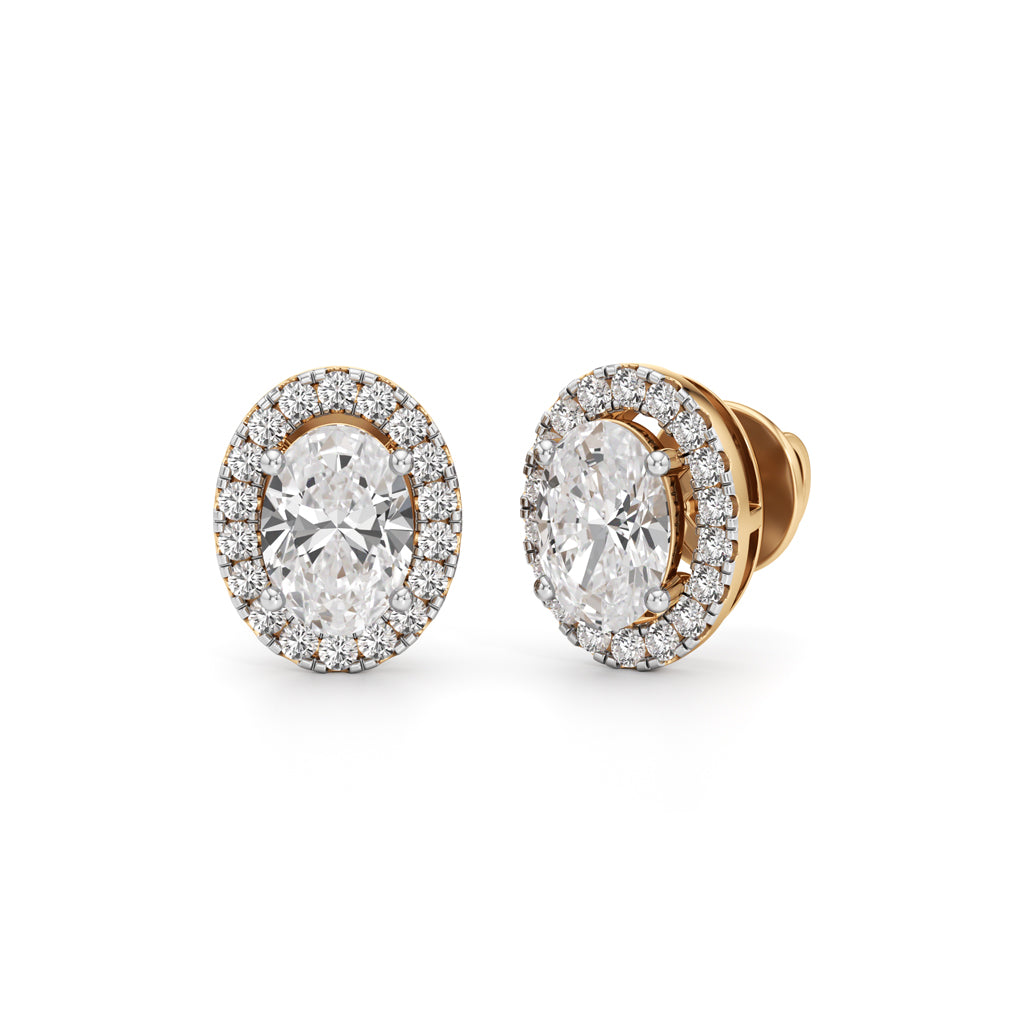 1.75Ct Round Shape Halo Studs Earrings