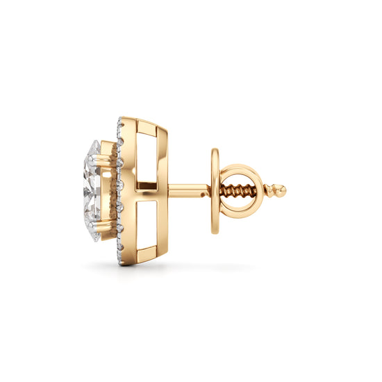 1.75Ct Round Shape Halo Studs Earrings
