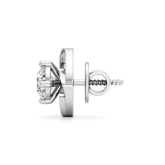 1Ct Round Shape Fancy Studs Earrings