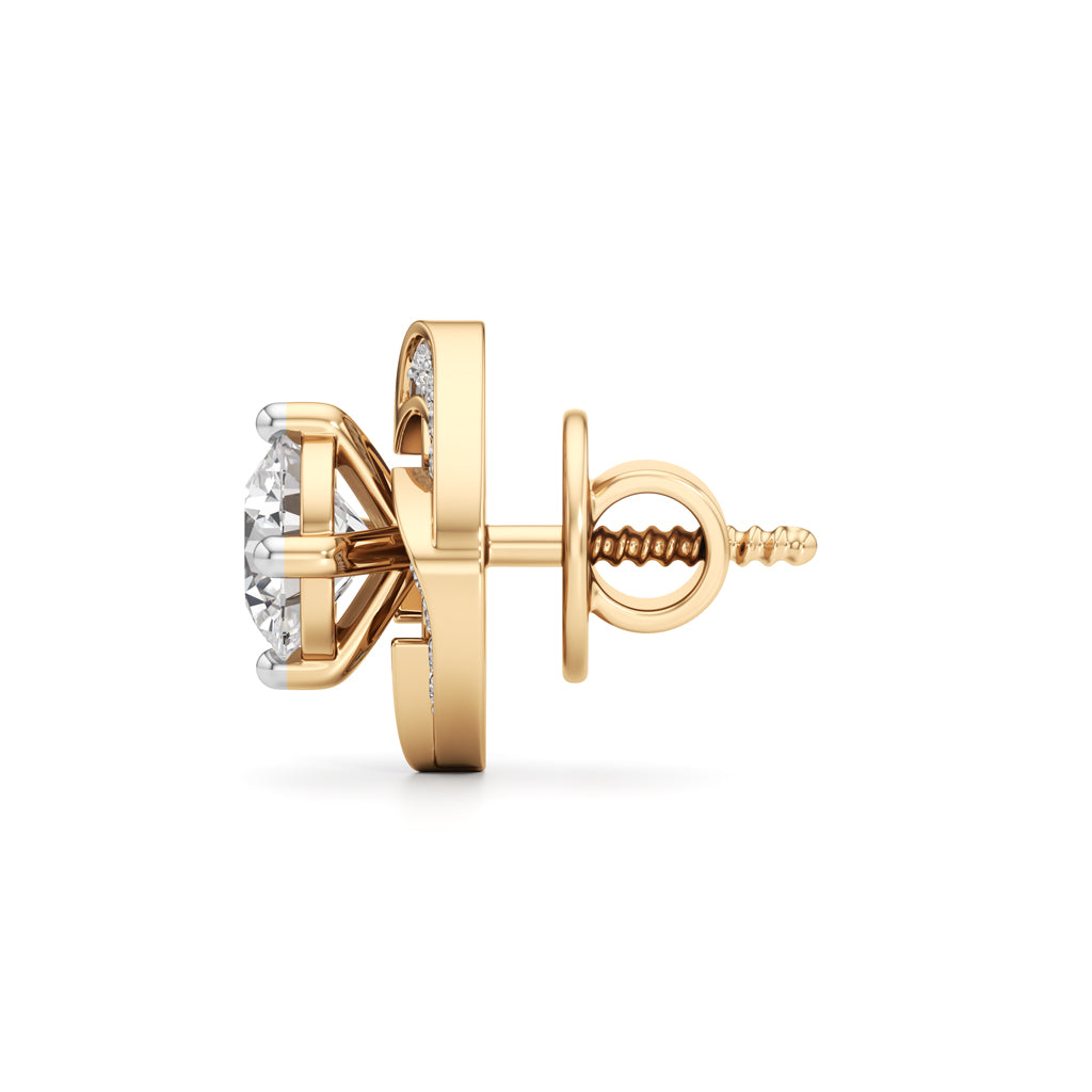 1Ct Round Shape Fancy Studs Earrings