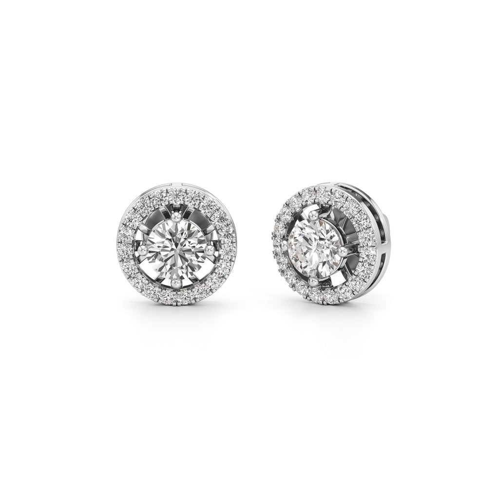 1.25Ct Emerald Shape Halo Earrings