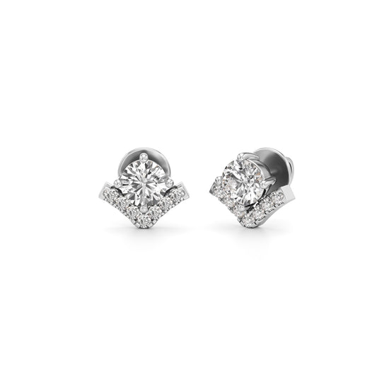 1Ct Round Shape Halo Studs Earrings