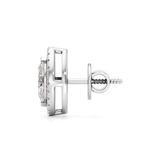 1.25Ct Marquise Shape Halo Studs Earrings