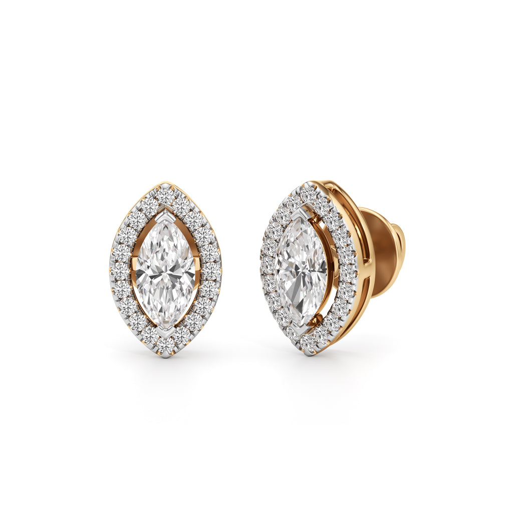 1.25Ct Marquise Shape Halo Studs Earrings