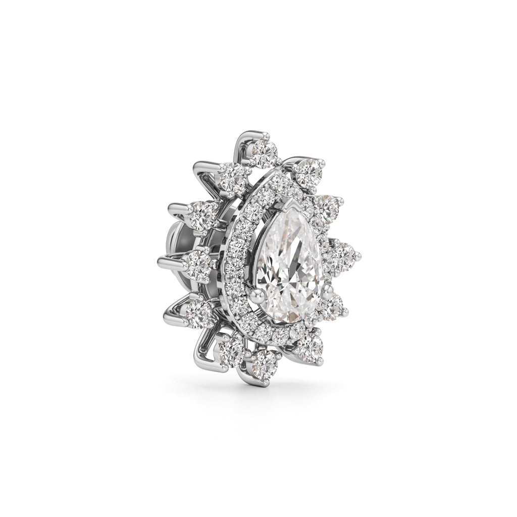 1.50Ct Pear Shape Halo Studs Earrings