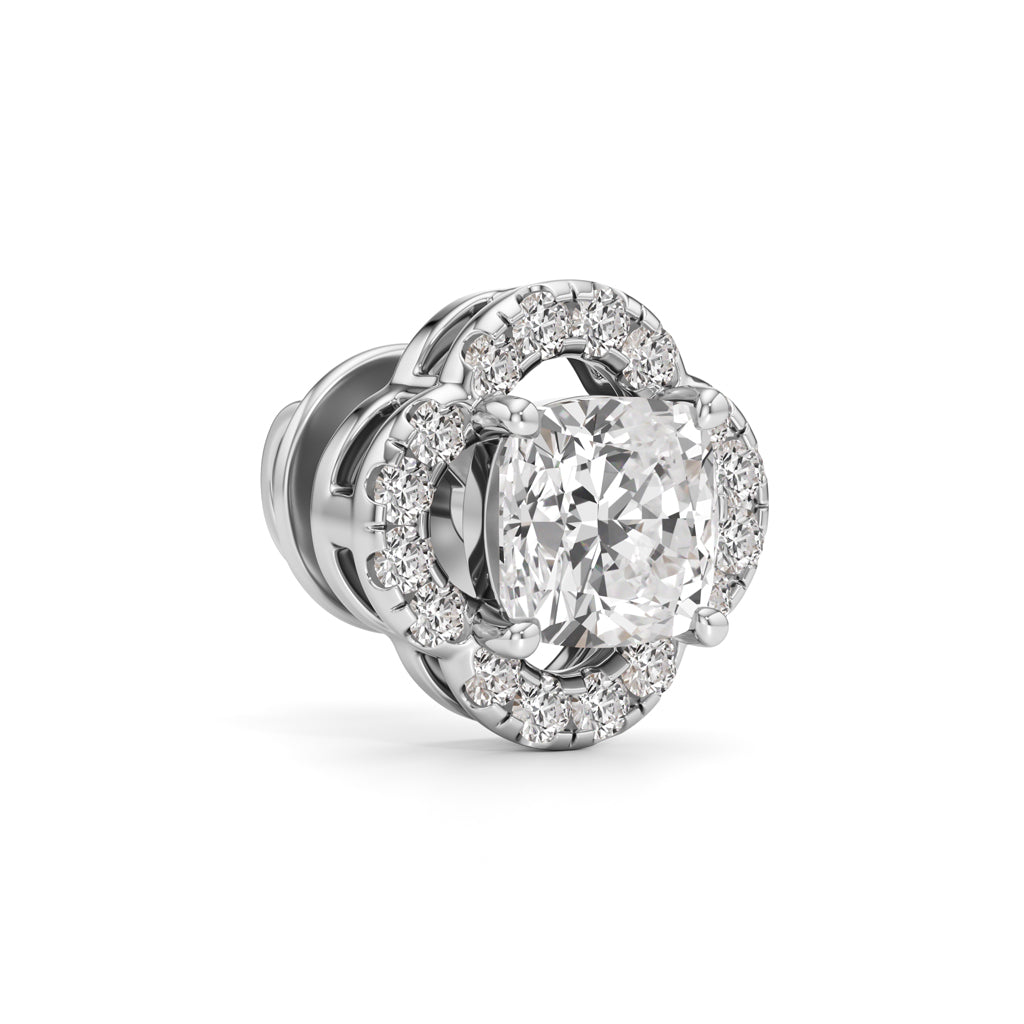 1.75Ct Cushion Shape Halo Studs Earrings