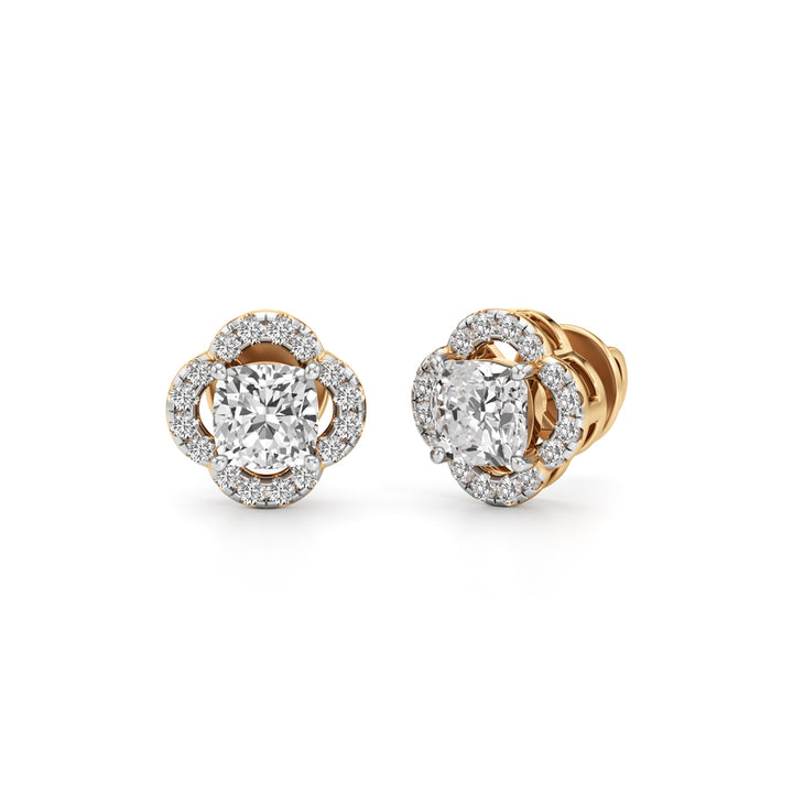1.75Ct Cushion Shape Halo Studs Earrings