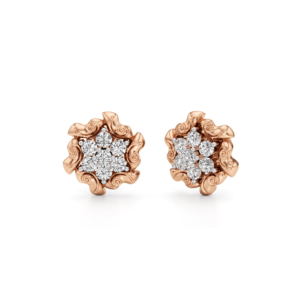 0.75Ct Round Shape Fancy Studs Earrings