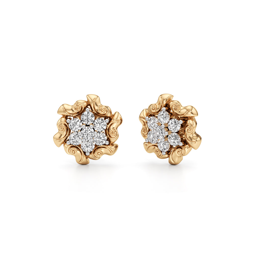 0.75Ct Round Shape Fancy Studs Earrings
