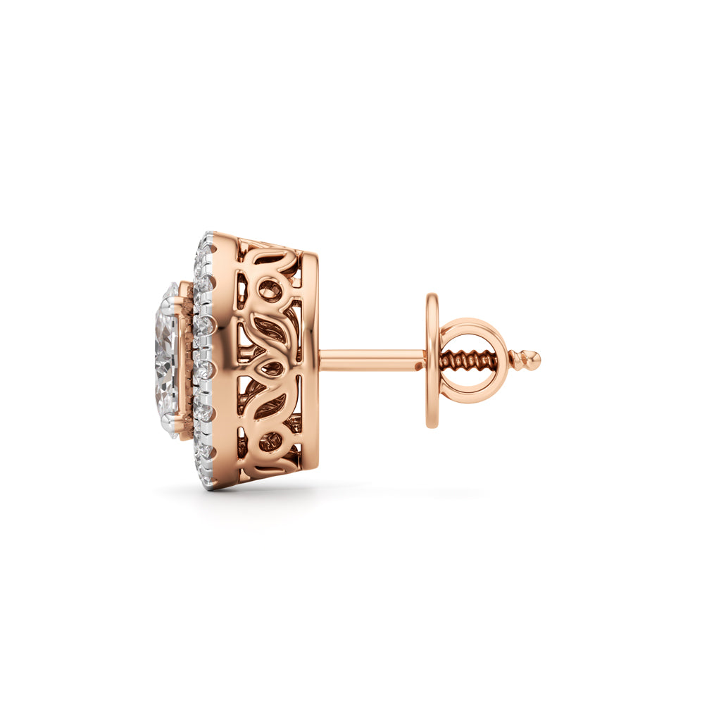 2Ct Oval Shape Halo Studs Earrings