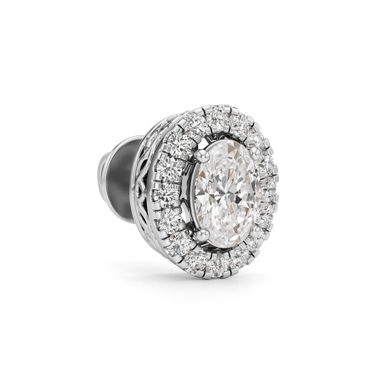2Ct Oval Shape Halo Studs Earrings