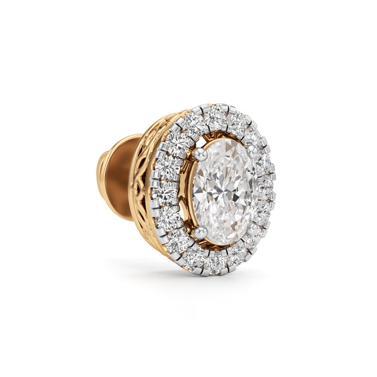 2Ct Oval Shape Halo Studs Earrings