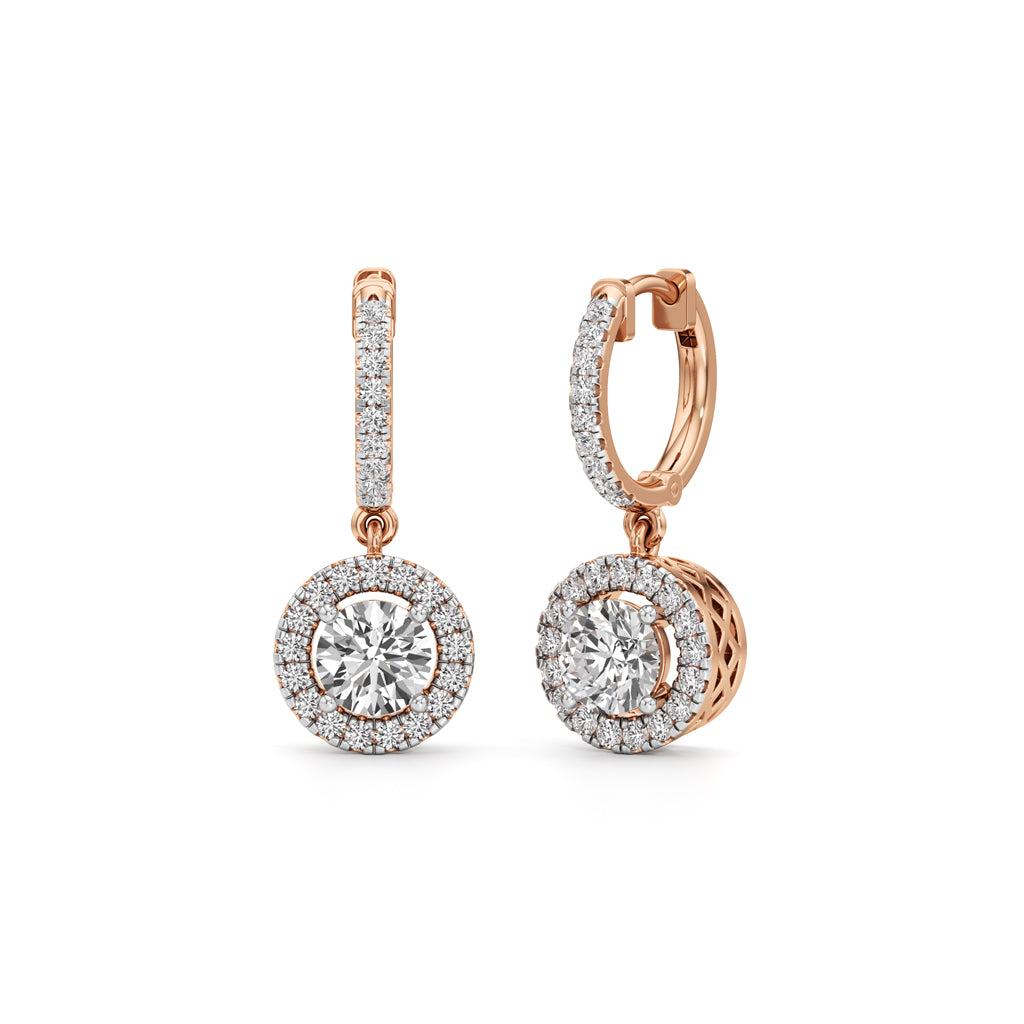 2Ct Round Shape Dangles Earrings