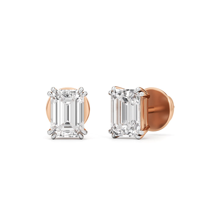 1.5Ct Emerald Shape Solitaire Studs Earrings