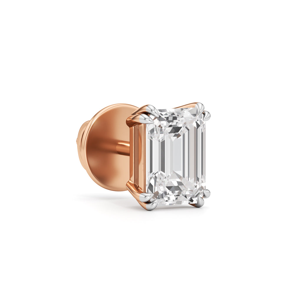 1.5Ct Emerald Shape Solitaire Studs Earrings
