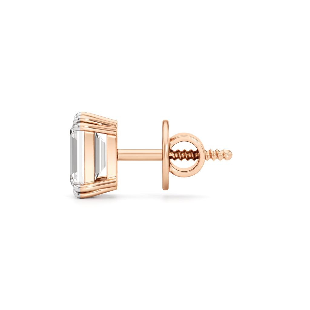 1.5Ct Emerald Shape Solitaire Studs Earrings