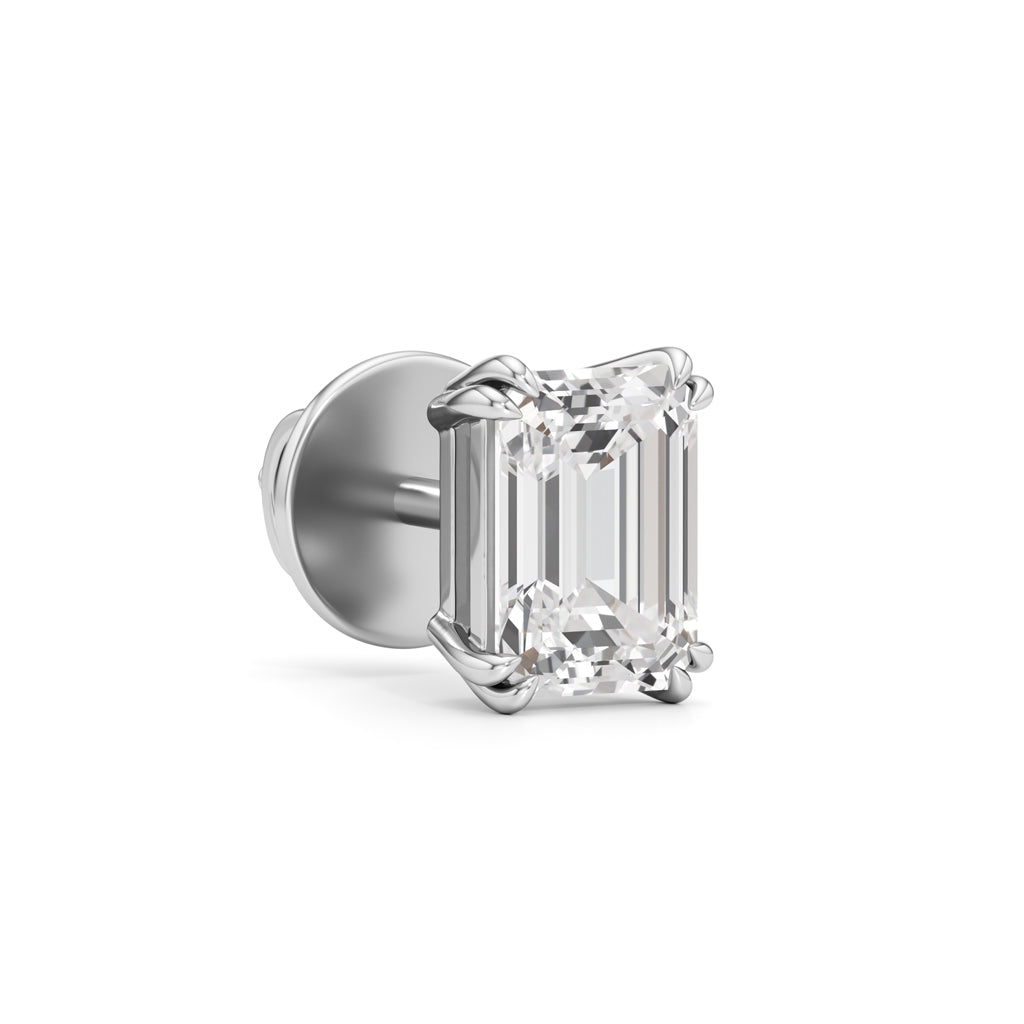 1.5Ct Emerald Shape Solitaire Studs Earrings